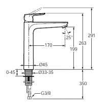 Mitigeur lavabo July+ L sans vidage Noir mat - JACOB DELAFON Réf. E35666-4ND-BL
