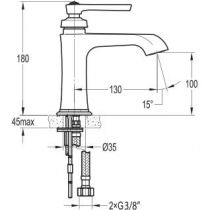 Mitigeur lavabo Lady\'s 100 Auburn avec vidage - PAINI Réf. 909ORB100