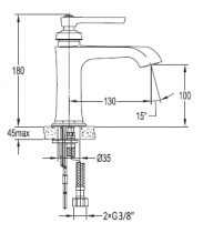 Mitigeur lavabo Ladys PW Grey acier - PAINI Réf. 909PW100