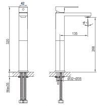 Mitigeur lavabo réhaussé Daly Chromé - O\'DESIGN Réf. D11H