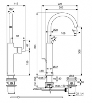 Mitigeur lavabo réhaussé Joy Neo Gris magnétique - Ideal Standard Réf. BD155A5