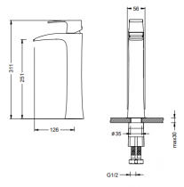 Mitigeur lavabo réhaussé King Chromé - O\'DESIGN Réf. KING11H