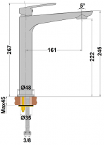 Mitigeur lavabo réhaussé Ruby Noir mat - PAINI Réf. 15NM205