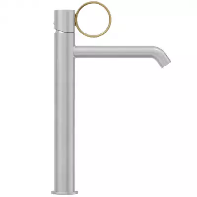 Mitigeur lavabo r�hauss� Vivienne Signature Chrom� / poign�e Laiton bross� - Jacob Delafon R�f. E38683-LB3-G