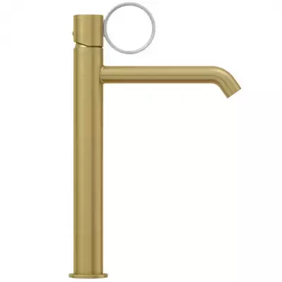 Mitigeur lavabo r�hauss� Vivienne Signature Laiton bross� / poign�e Chrom� bross� - Jacob Delafon R�f. E38683-LB1-2MB