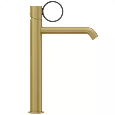 Mitigeur lavabo r�hauss� Vivienne Signature Laiton bross� / poign�e Noir mat - Jacob Delafon R�f. E38683-LB2-2MB