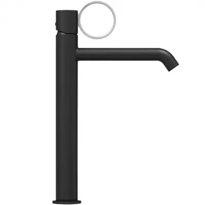 Mitigeur lavabo r�hauss� Vivienne Signature Noir mat / poign�e Chrom� bross� - Jacob Delafon R�f. E38683-LB1-BL