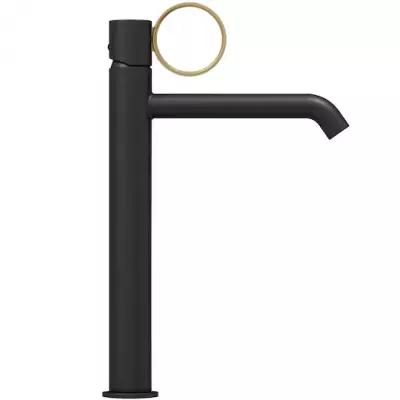 Mitigeur lavabo r�hauss� Vivienne Signature Noir mat / poign�e Laiton bross� - Jacob Delafon R�f. E38683-LB3-BL