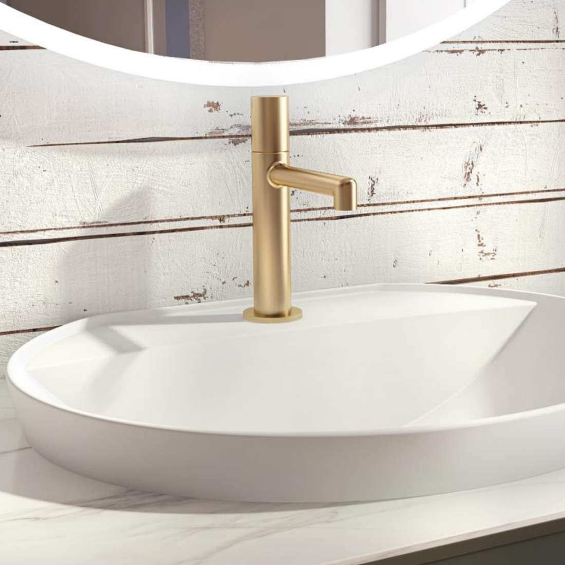 Mitigeur lavabo TIKI Doré brossé (sans vidage) - DECOTEC Réf. 143000100151