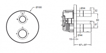 Mitigeur thermostatique à encastrer Métro Chromé - JACOB DELAFON Réf. E78024-4A-CP