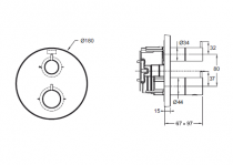 Mitigeur thermostatique à encastrer Métro Laiton brossé - JACOB DELAFON Réf. E78024-4A-2MB