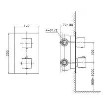 Mitigeur thermostatique encastré Drakar 2 voies Nickel brossé - O\'DESIGN Réf. DRAKAR-2C-NB