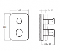 Mitigeur thermostatique Modulo Hybid Chromé - JACOB DELAFON Réf. E75385-CP