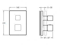 Mitigeur thermostatique Modulo Square 2 voies Chromé - JACOB DELAFON Réf. E75391-CP