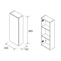 Module ALLIANCE 300 réversible 1 porte avec système push CHÊNE NATUREL 300 x 800 x 162 mm - SALGAR Réf. 96943