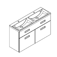 MV double OPTIMUM L120, 1 tiroir + 4 portes pliantes - finition laque - DECOTEC Réf. 1824921