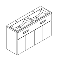 MV double OPTIMUM L120, 1 tiroir + 4 portes pliantes - finition laque - DECOTEC Réf. 1824921
