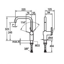 Pack : Evier réversible 1 cuve Pebel PEG611-97 970 x 500 Fragranit Oyster + Mitigeur KWV Livello - FRANKE Réf. 913083