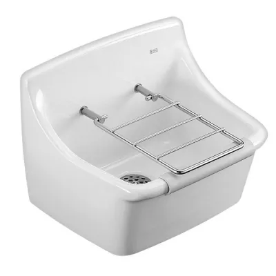PACK : Vidoir/Bac � laver mural Norma avec grille porte-seau & attaches incluses  - JACOB DELAFON R�f. CEBE1899-00