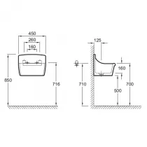 PACK : Vidoir/Bac &agrave; laver mural Norma avec grille porte-seau & attaches incluses  - JACOB DELAFON R&eacute;f. CEBE1899-00