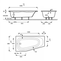 PACK Baignoire Bastille bain-douche 170x90/60 cm blanc brillant ou mat (tablier & pare-bain en option) - JACOB DELAFON