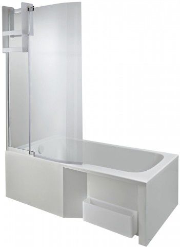 PACK baignoire MALICE 160 cm bain-douche Jacob Delafon (tablier, pare-bain  & colonne bain-douche en option)