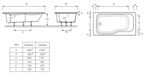 PACK baignoire MALICE 170 cm bain-douche Jacob Delafon (tablier & pare-bain en option) 