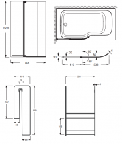 PACK baignoire MALICE 170 cm bain-douche Jacob Delafon (tablier & pare-bain en option) 
