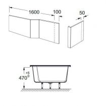 PACK baignoire MALICE 170 cm bain-douche Jacob Delafon (tablier & pare-bain en option) 