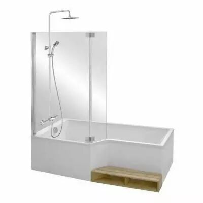 PACK Baignoire NEO bain-douche 150 x 80/60cm avec vidage & marche  (tablier, pare-bain & colonne en option) - Jacob Delafon