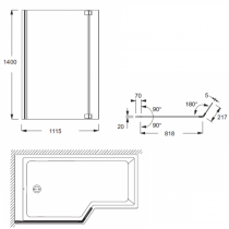 PACK Baignoire NEO bain-douche 150 x 80/60cm avec vidage & marche  (tablier, pare-bain & colonne en option) - Jacob Delafon