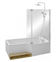 PACK Baignoire NEO bain-douche 160 x 90/70cm avec vidage & marche (tablier, pare-bain & colonne en option) - Jacob Delafon
