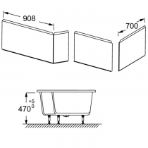 PACK Baignoire NEO bain-douche 160 x 90/70cm avec vidage & marche (tablier, pare-bain & colonne en option) - Jacob Delafon