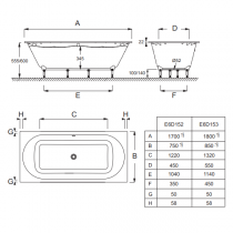 PACK baignoire Odéon Rive gauche 170 & 180 cm bain-douche Jacob Delafon (tablier, pare-bain & mitigeur en option)