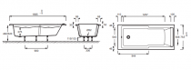 PACK Baignoire STRUKTURA 170x75cm avec vidage inclus - Jacob Delafon (pare-bain en option) 