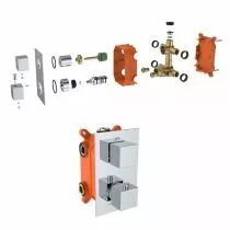 Pack douche encastré thermostatique DRAKAR carré Gun PVD - O\'DESIGN Réf. KIT802HC-G