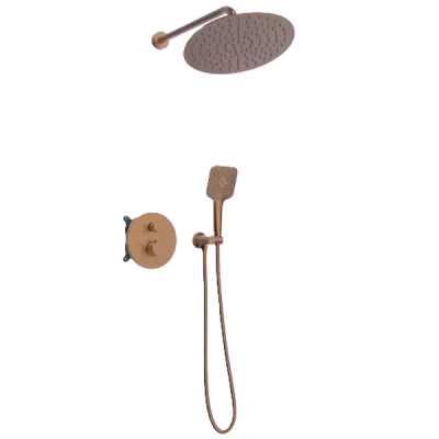 Pack douche encastr� thermostatique DRAKAR rond Cuivr� bross� PVD - O\'DESIGN R�f. KIT802HR-CB