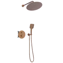 Pack douche encastré thermostatique DRAKAR rond Cuivré brossé PVD - O\'DESIGN Réf. KIT802HR-CB