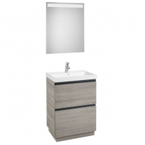 Pack meuble Unik Lander 60cm 2 tiroirs City Oak + lavabo + miroir Eidos - ROCA Réf. A851429402