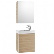 Pack meuble Unik Mini 45cm 1 porte Chêne + lave-mains porcelaine + armoire de toilette - ROCA Réf. A855866155