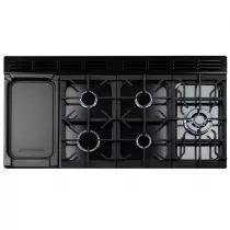Pack piano Falcon Classic Deluxe 110cm (noir & chrome) avec hotte inox et crédence noire