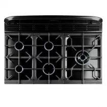 Pack piano Falcon Classic Deluxe 90cm (noir & chrome) avec hotte noire et crédence inox