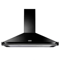 Pack piano Falcon Classic Deluxe 90cm (noir & chrome) avec hotte noire et crédence inox