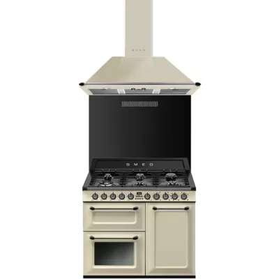 Pack piano Smeg Victoria 100cm gaz (cr�me) avec hotte et cr�dence noire