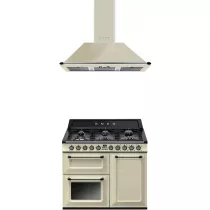 Pack piano Smeg Victoria 100cm gaz (crème) avec hotte