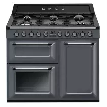 Pack piano Smeg Victoria 100cm gaz (gris ardoise) avec hotte
