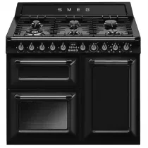 Pack piano Smeg Victoria 100cm gaz (noir) avec hotte