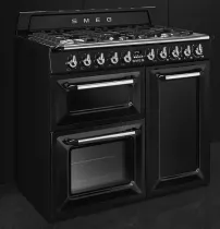 Pack piano Smeg Victoria 100cm gaz (noir) avec hotte