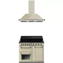 Pack piano Smeg Victoria 100cm induction (crème) avec hotte
