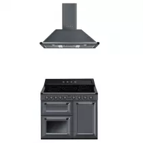 Pack piano Smeg Victoria 100cm induction (gris ardoise) avec hotte
